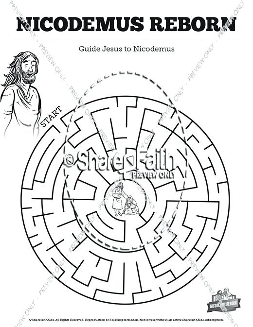 520x673 Nicodemus Coloring Page John 3 Bible Mazes Nicodemus Coloring