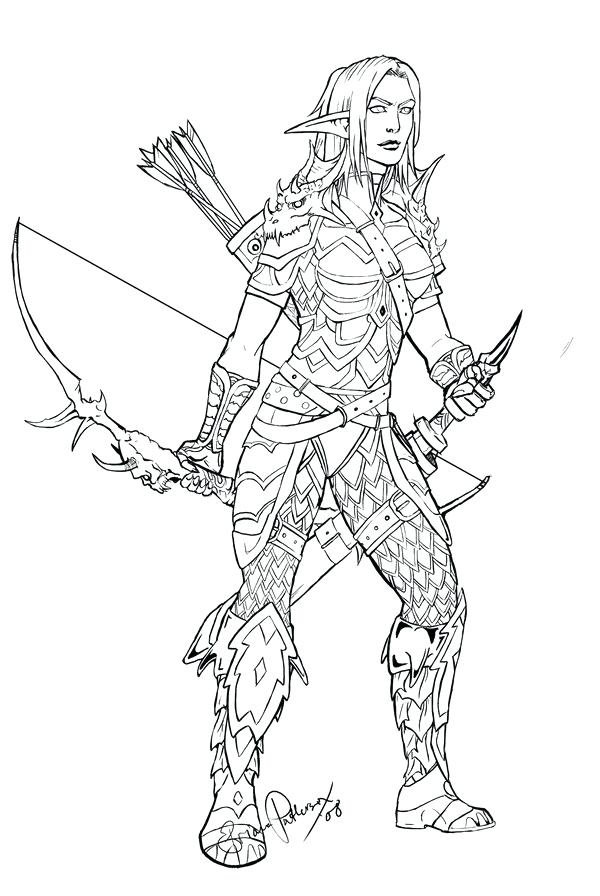 600x896 World Of Warcraft Coloring Pages Night Elf By Creative Drive