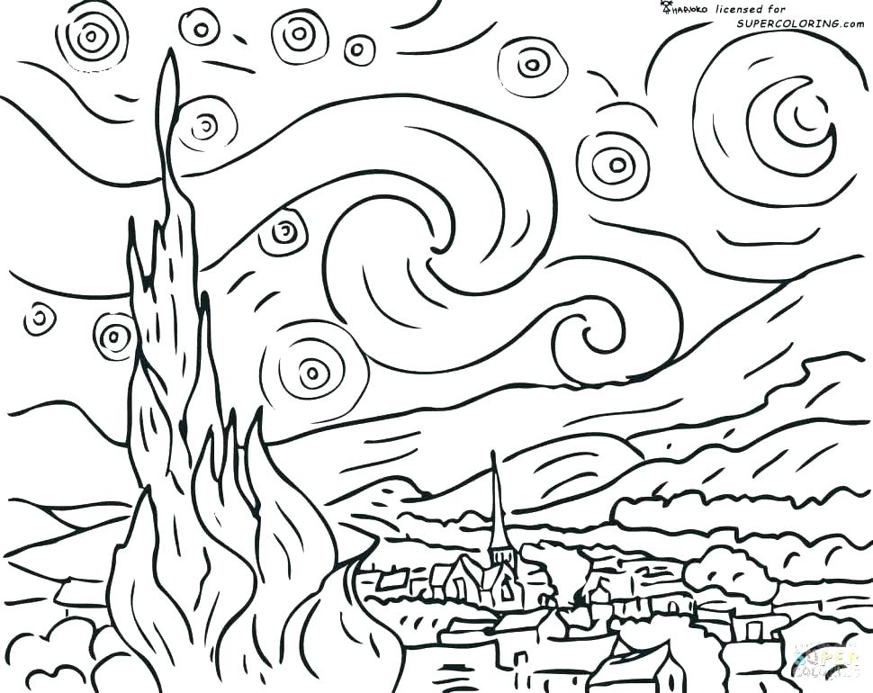 970x770 Night Sky Colouring Sheet Stars Coloring