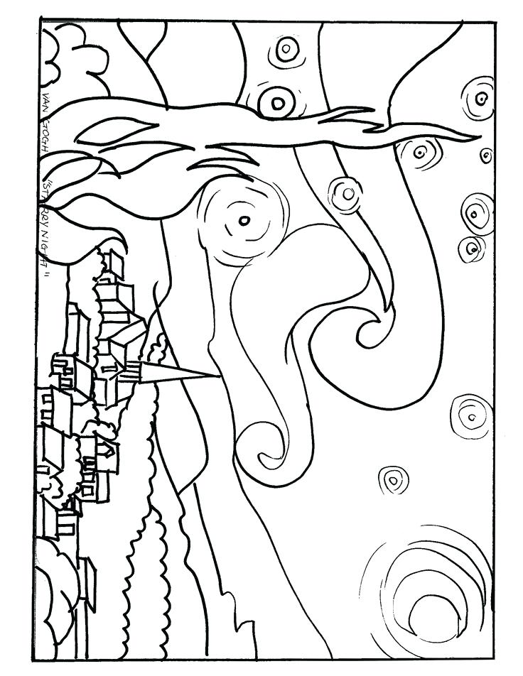 736x952 Starry Night Coloring Page Starry Night Coloring Page Printable