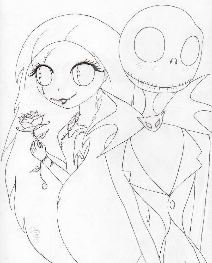 Nightmare Before Christmas Jack And Sally Coloring Pages
