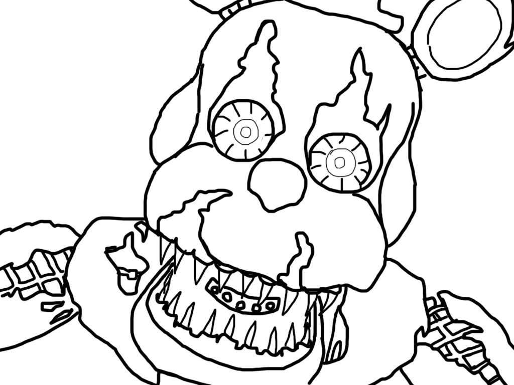 1024x768 Unique Adventure Nightmare Freddy Coloring Pages Collection Free