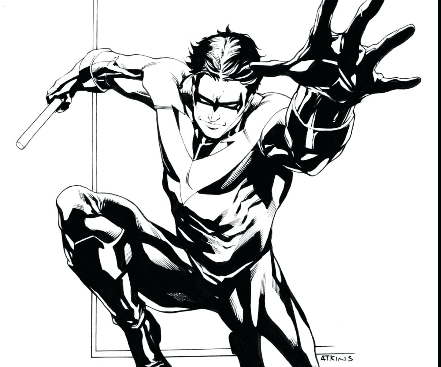 1442x1200 Batman Robin Nightwing Coloring Pages Redesign By Book Superhero