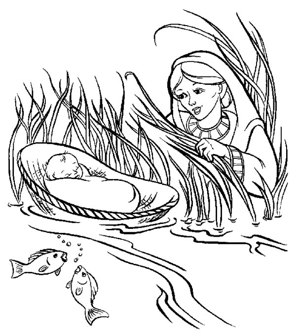 600x675 Moses Mother Put Moses Into A Basket In Nile River Coloring Page