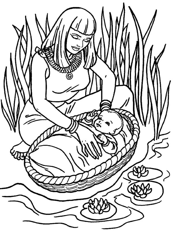 600x835 Coloring Pages Baby Moses In The River Moses Found Safely In River