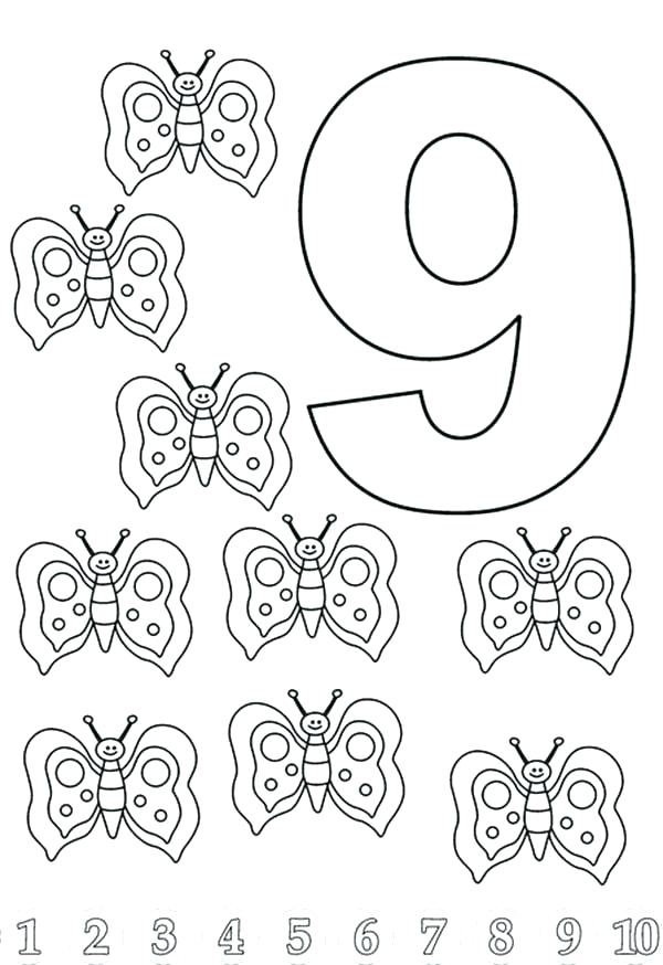 Nine Coloring Page