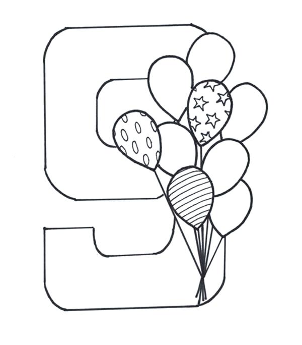 600x684 Number 9 Coloring Page Learn Number 9 With Nine Balloons Coloring