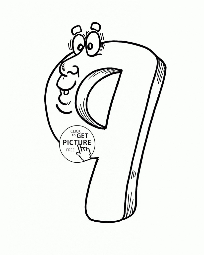 819x1024 Number Nine Coloring Page Printable Numbers Activities Endear 9