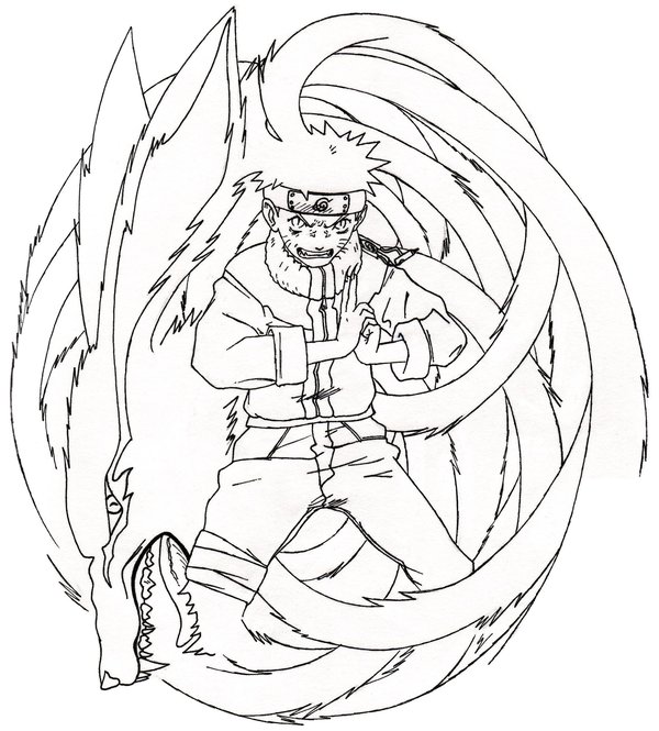 600x665 Naruto Nine Tailed Fox Coloring Pages
