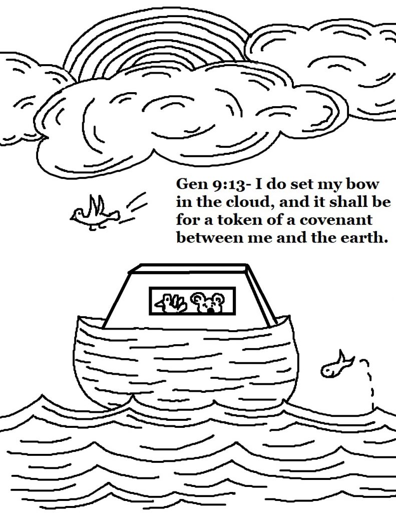 791x1024 Fine Noah Ark Coloring Pages Noahs Lds Kjv With Rainbow Animals