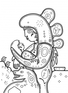 218x300 Pride Of Parenthood By Norman Rockwell Painting Coloring Page