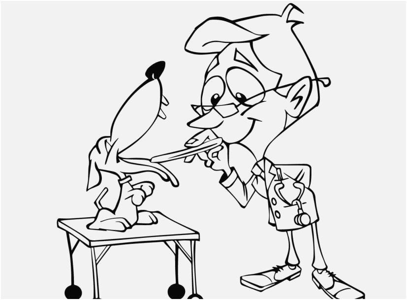 827x609 Veterinarian Coloring Pages Stock Veterinarian Checking A Dog S