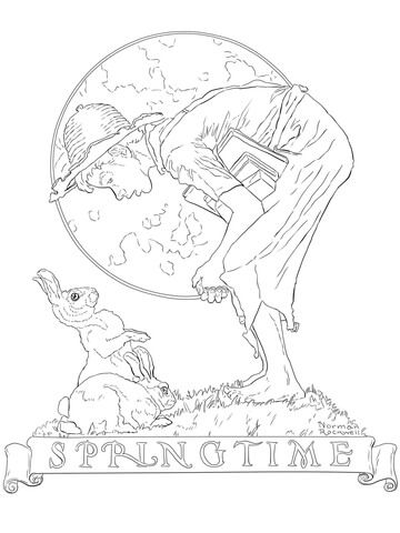 360x480 Bunny Boy By Norman Rockwell Coloring Page From Norman Rockwell