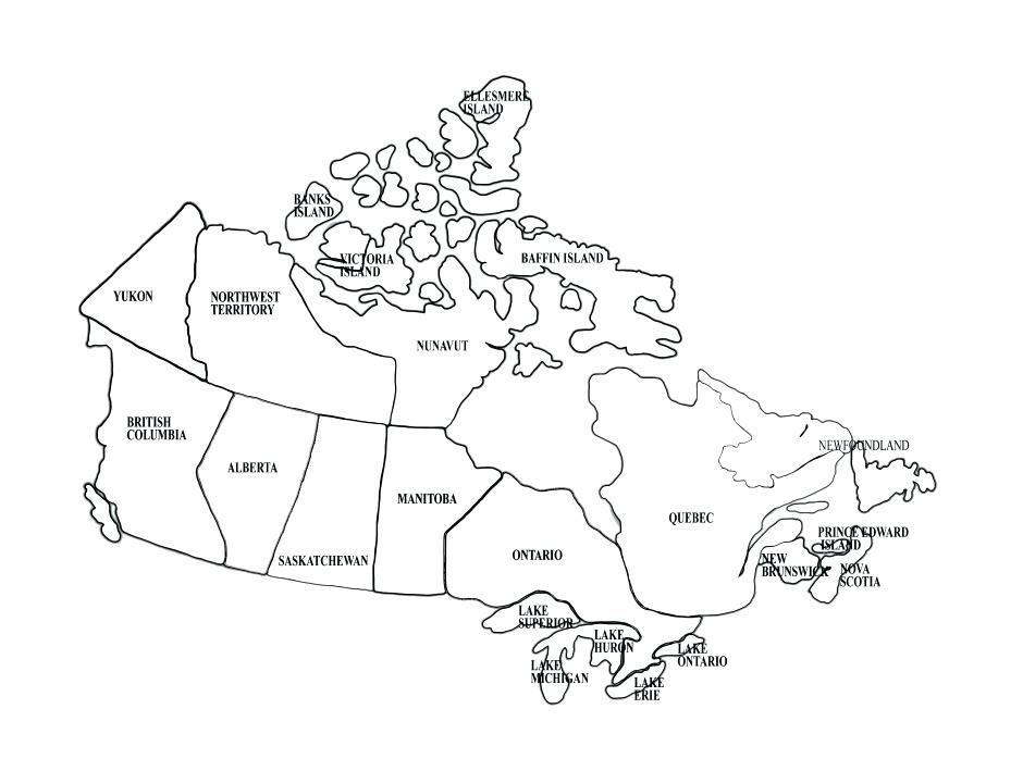 940x709 North America Coloring Page