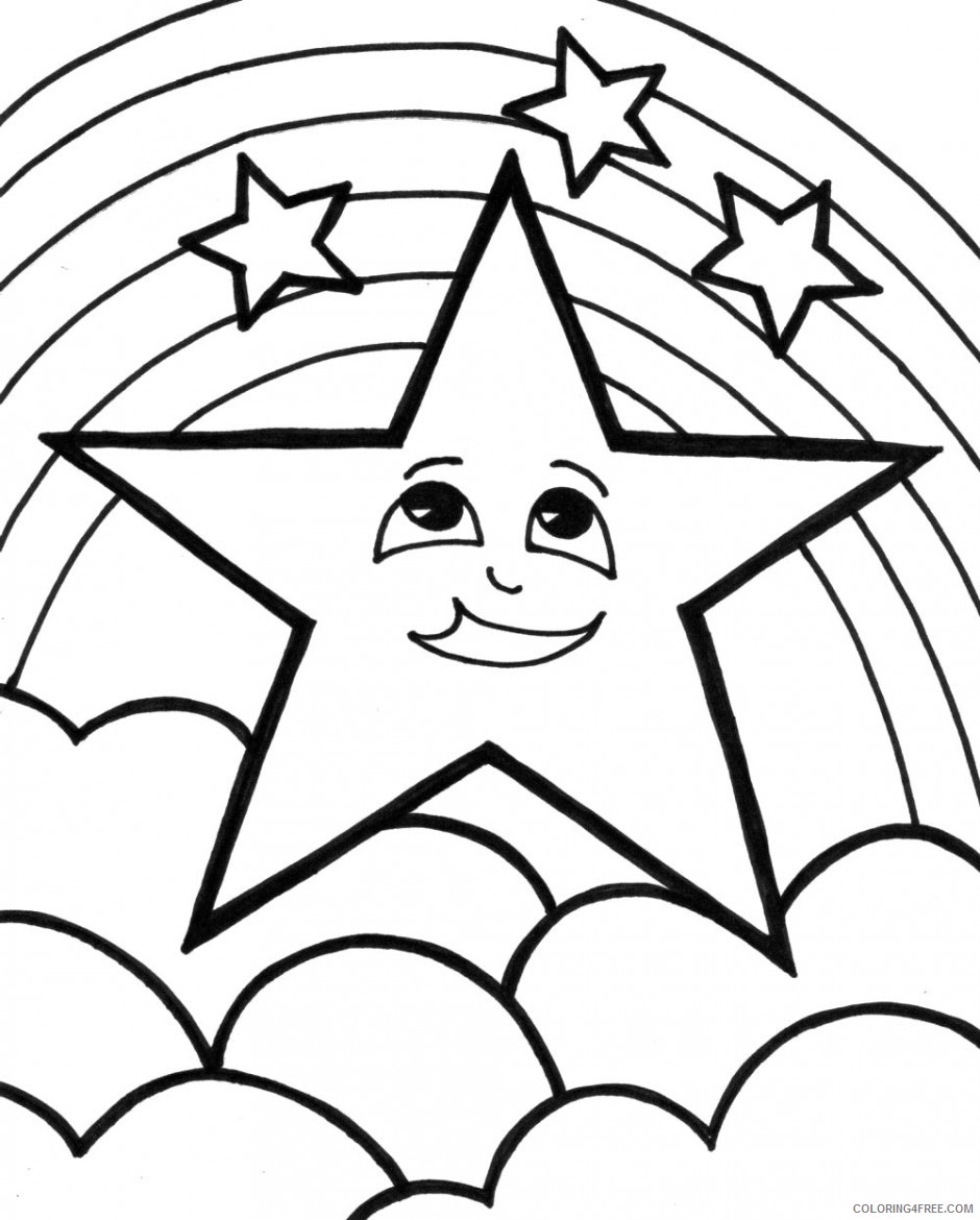 940x1170 Star Coloring Pages Clouds And Rainbow Coloring4free
