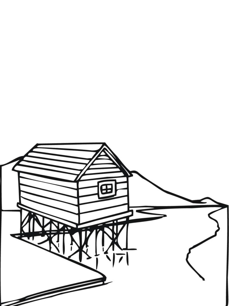 768x1024 House On Stilts Norway Coloring Page