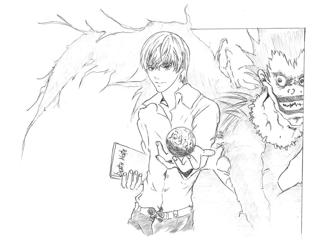 1024x783 Death Note Coloring Pages Light Yagami Anime Girls Free Arilitv