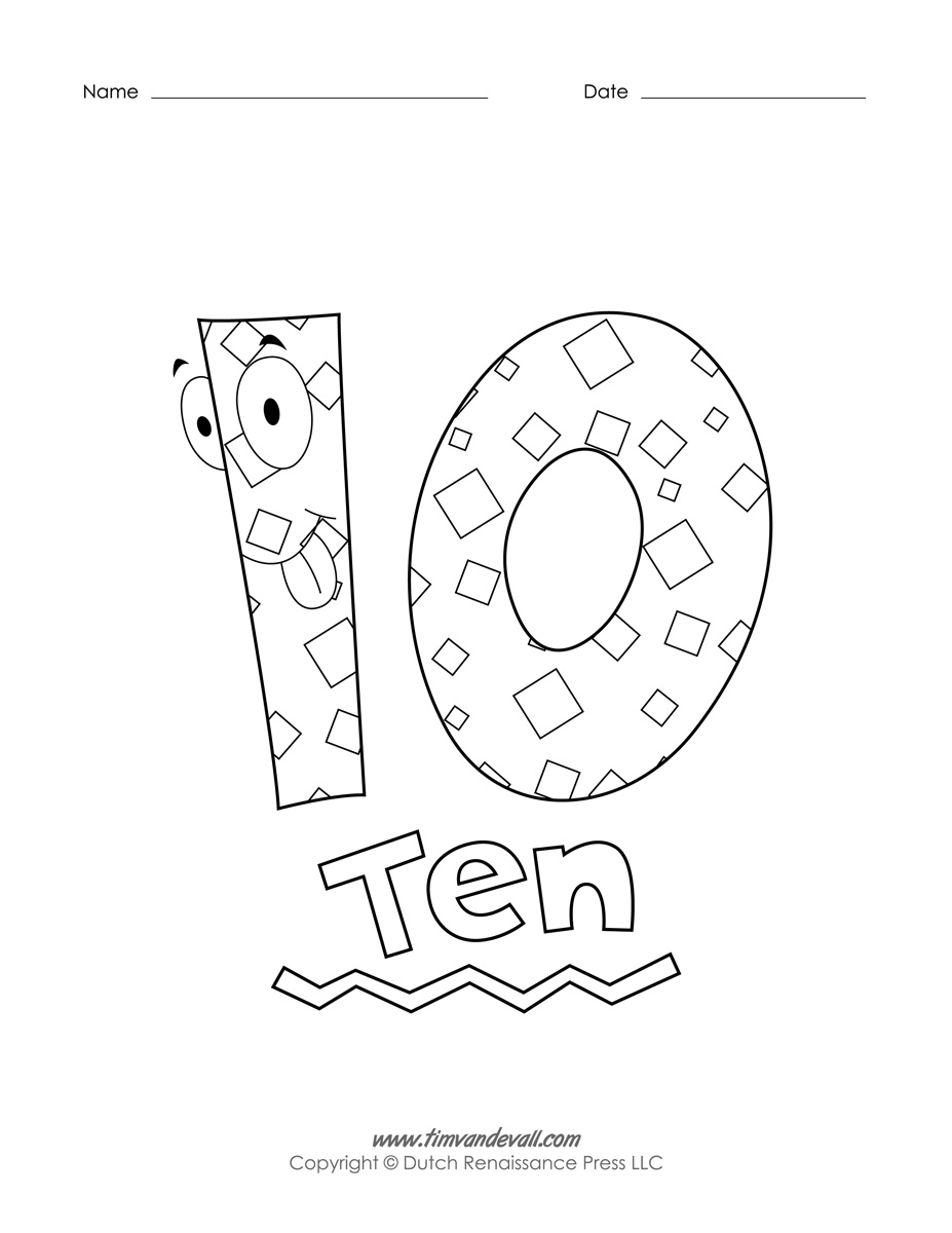 927x1200 Number 10 Coloring Page