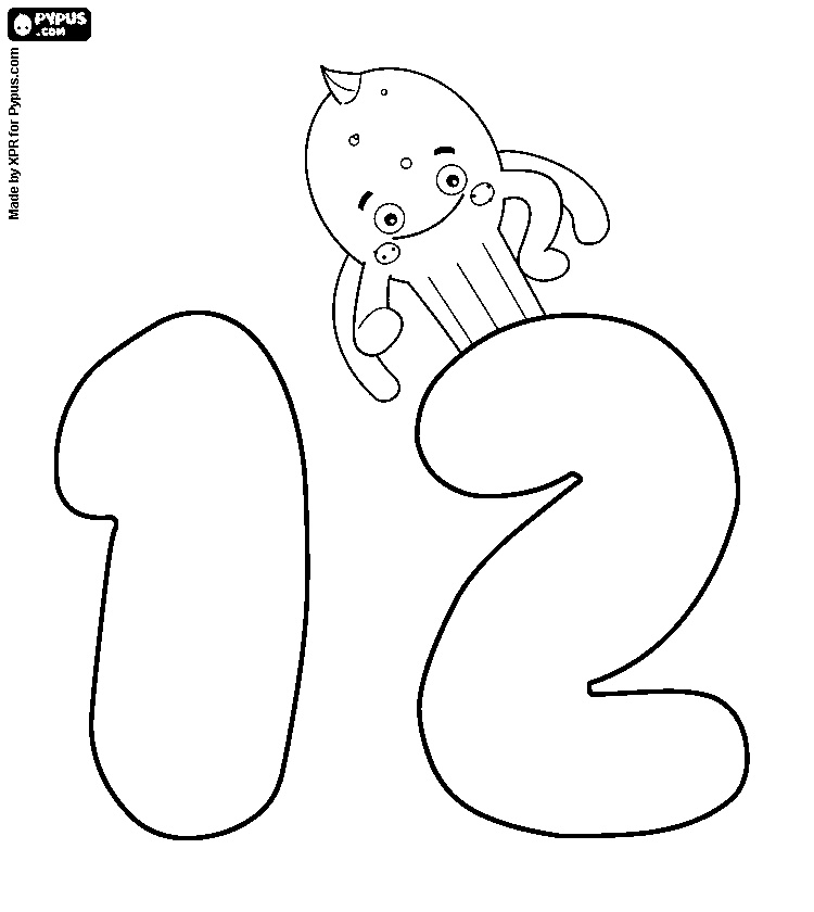 750x840 Number 12 Coloring Page