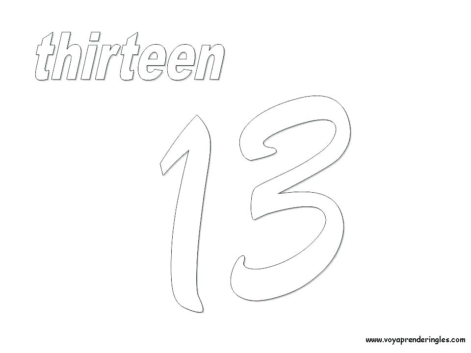 960x720 Number 13 Coloring Page Coloring Numbers 1 Free Number 13 Coloring
