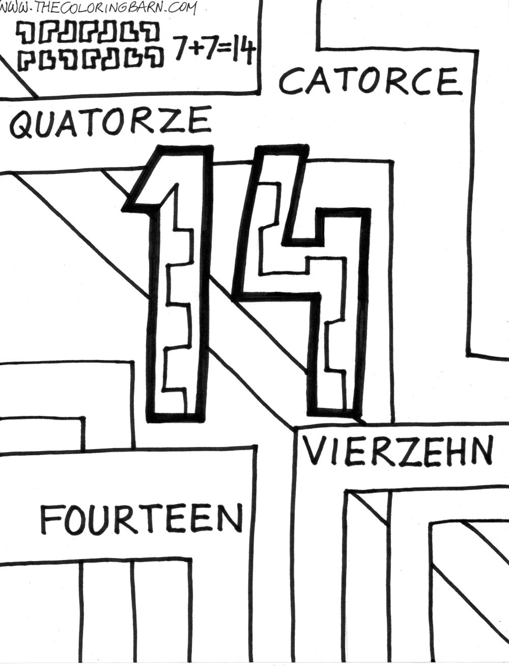 1000x1308 Number 14 Coloring Pages