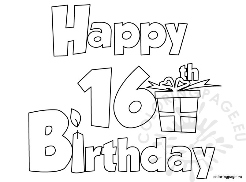 804x595 Happy 16 Birthday Coloring Page