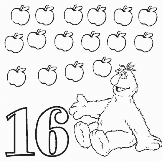 550x550 Number 16 Coloring Pages
