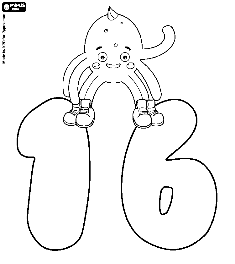 750x840 Number 16 Coloring Pages