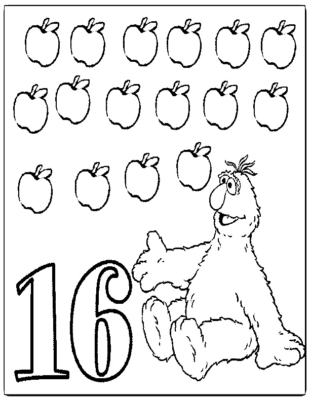 612x792 Z'Onae Coloring Educationsesame Street Numbers16 Telly