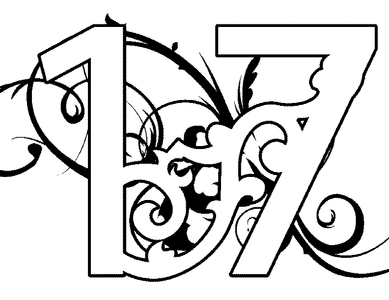 792x612 Number 17 Coloring Page