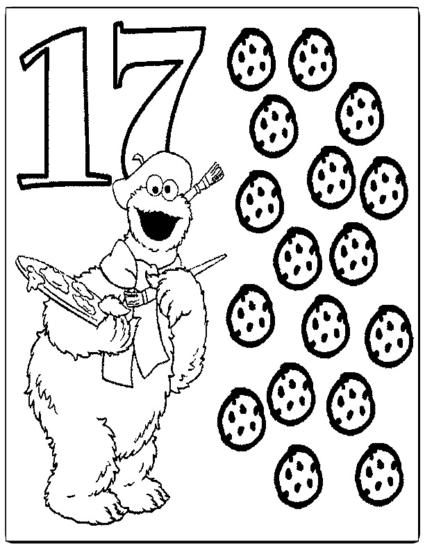 612x792 Z'Onae Coloring Educationsesame Street Numbers17 Cookie