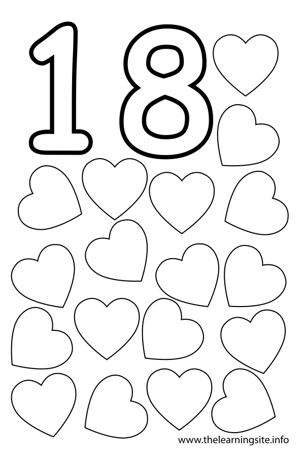 599x899 Number 18 Coloring Page