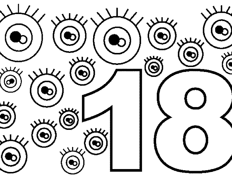 792x612 Number 18 Coloring Page