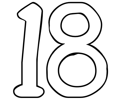 444x389 Number 18 Coloring Page