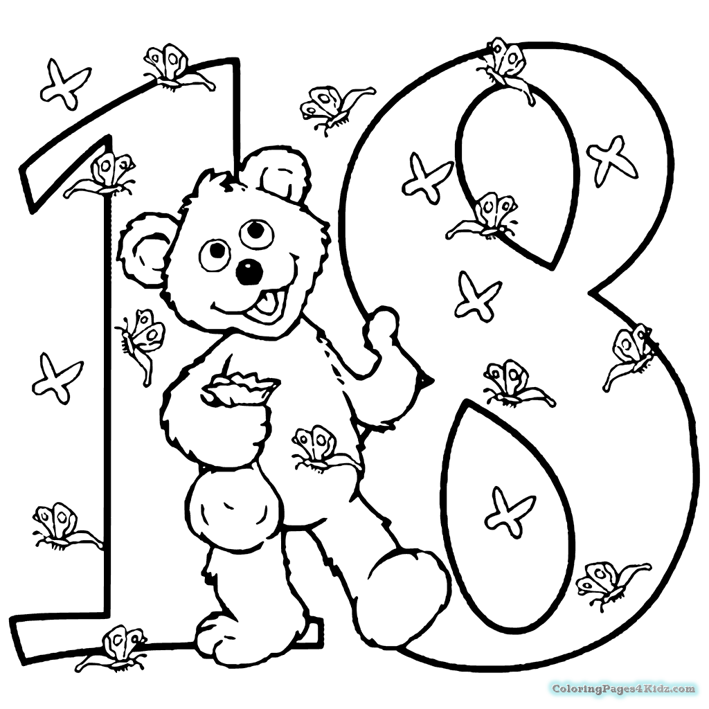 1024x1024 Number 18 Coloring Page Coloring Pages For Kids