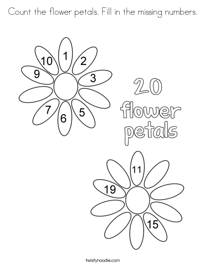685x886 Count The Flower Petals Fill In The Missing Numbers Coloring Page