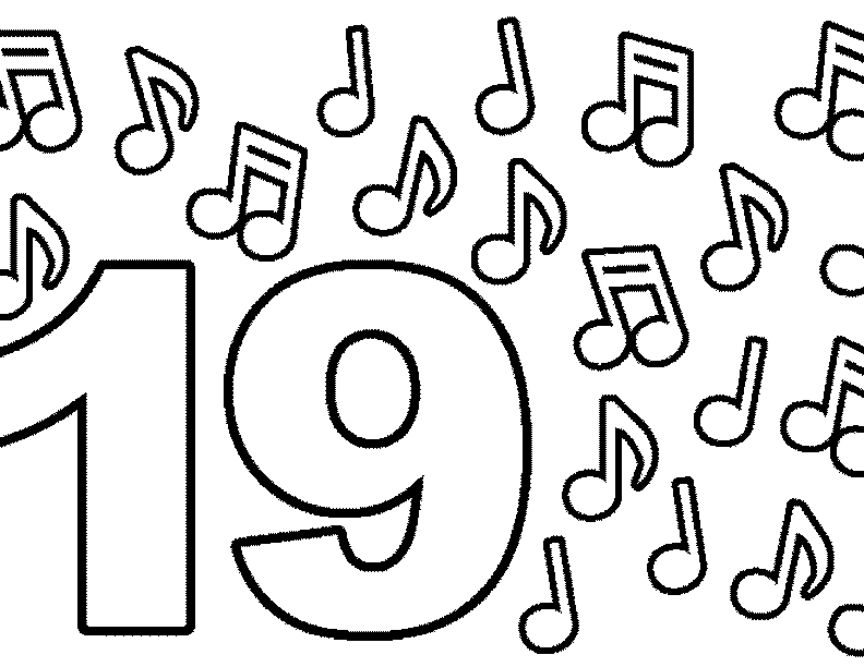 792x612 Number 19 Coloring Page