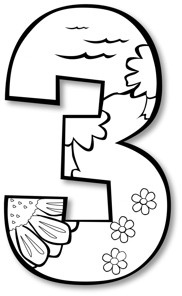 630x1024 Impressive Outline Number Coloring Pages With Kids 3 For Free