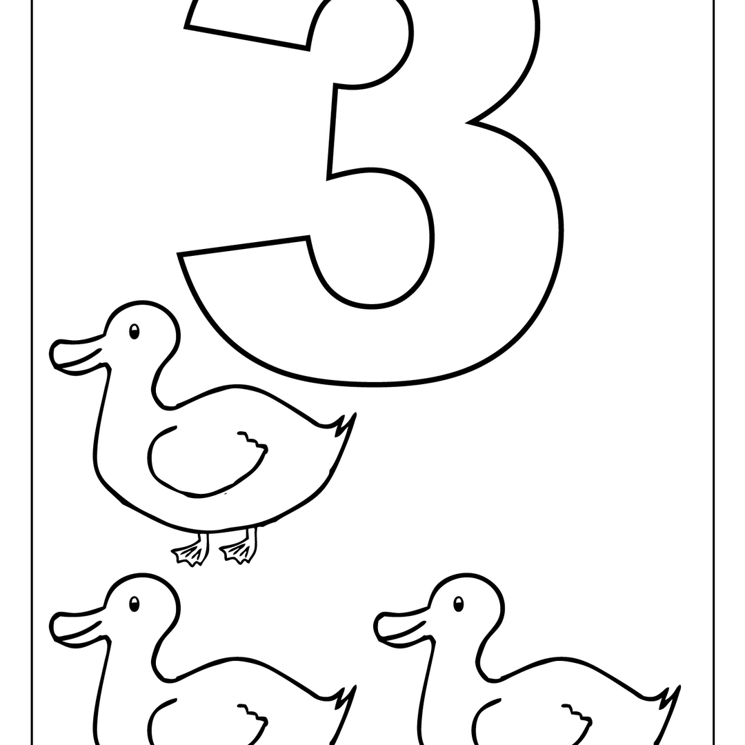 1080x1080 Number Three Coloring Page Free Math Fascinating 3 Pages Kids