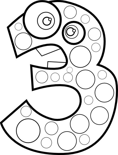 456x594 Black Number 3 Coloring Page