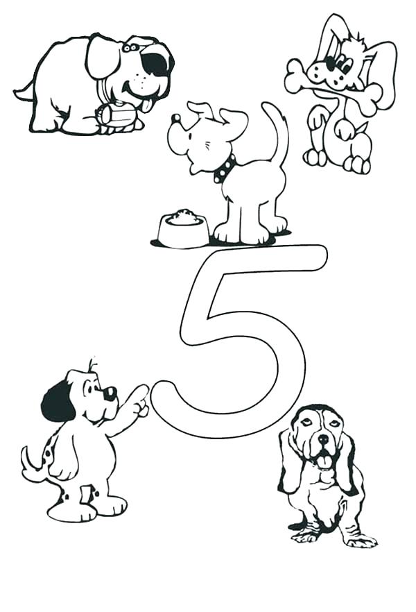 600x882 Number 5 Coloring Page