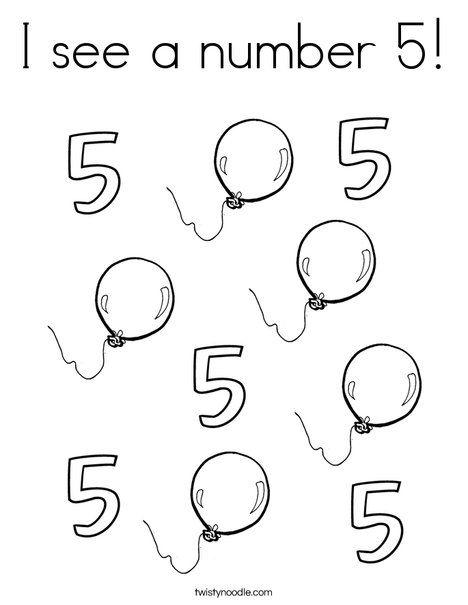 468x605 I See A Number 5 Coloring Page