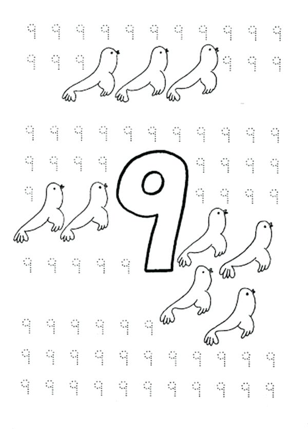 600x835 Number 9 Coloring Page Cloud 9 Coloring Pages Number Nine Page