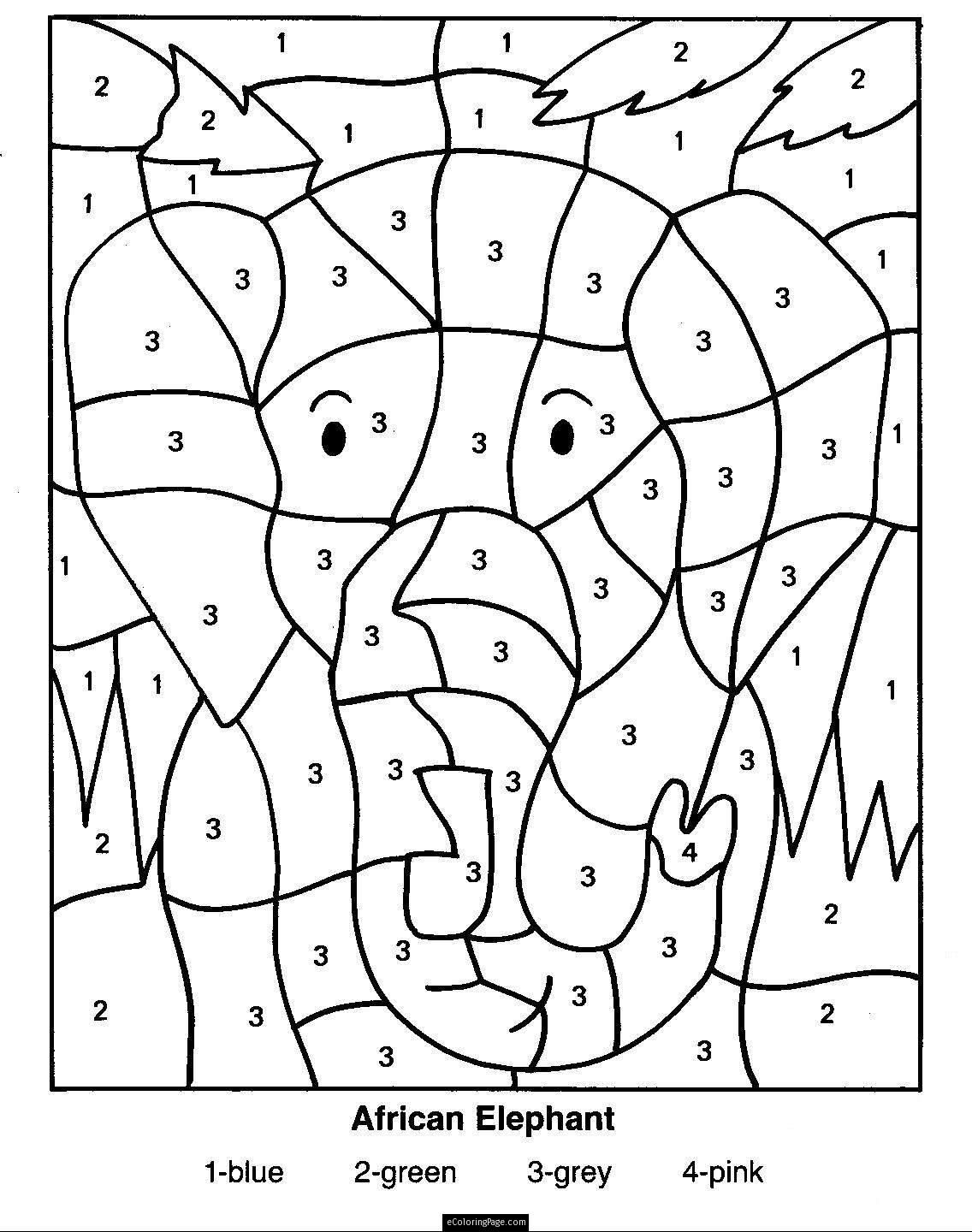 1136x1440 Color By Number Pages Numbers Elephant Coloring Page For Kids