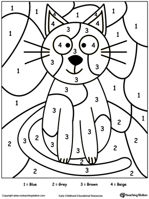 300x400 Coloring Worksheets Color In Worksheets Color Number Cat