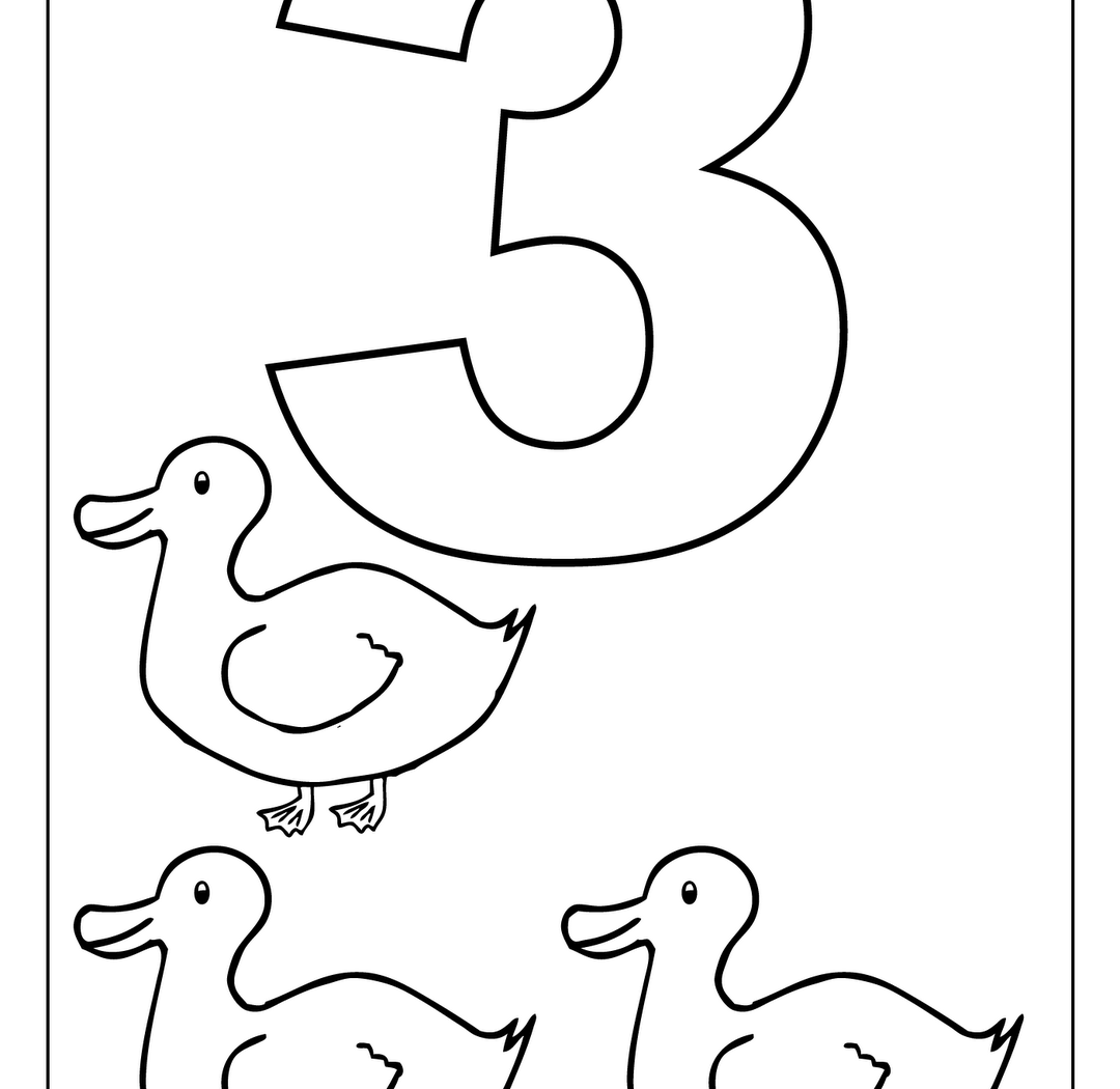 1080x1050 Number Three Coloring Page Free Math Fascinating 3 Pages Kids