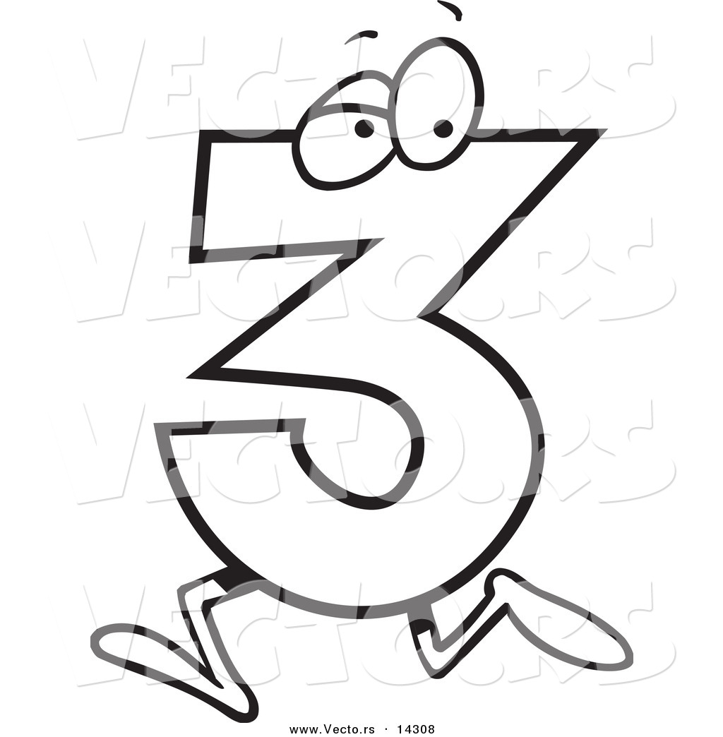 1024x1044 Vector Of A Cartoon Running Number Three