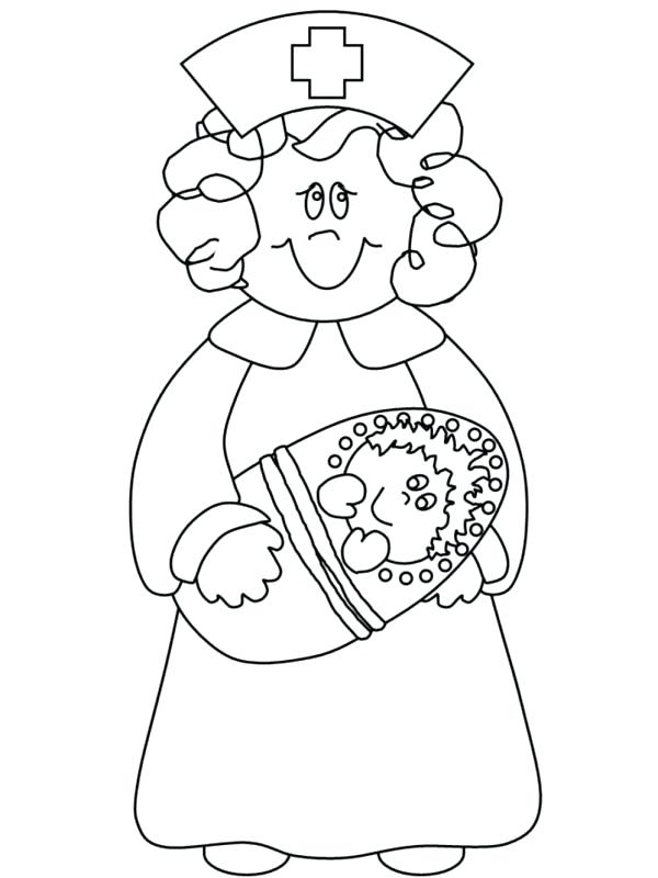 600x800 Nurse Coloring Page Little Girl Playing Nurse Coloring Page