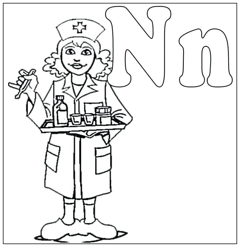 824x850 Nurse Coloring Pages Letter N Represent Nurse Coloring Page Nurse