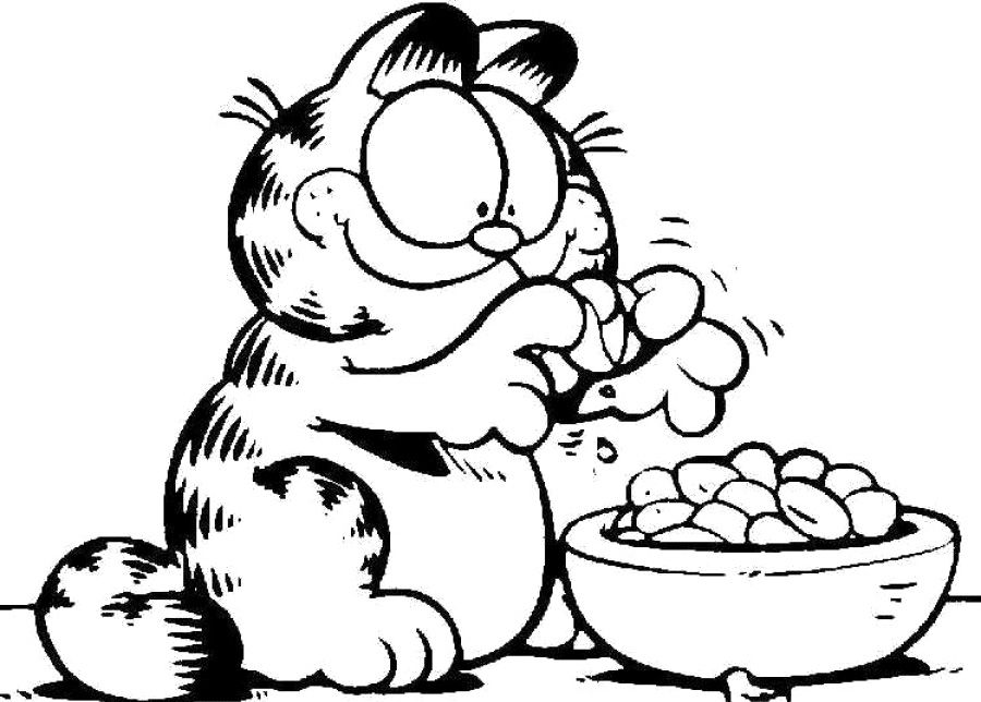 900x644 Garfield Opening Nuts Coloring Page Desen Boyama 22